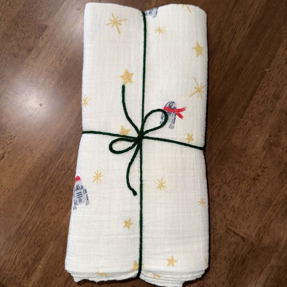 Star Wars Pottery Barn Kids Swaddle Blanket Organic Cotton Muslin 47x47 R2D2